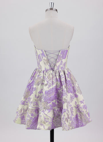 Ball-Gown/Princess Sleeveless Short Jacquard Homecoming Dress